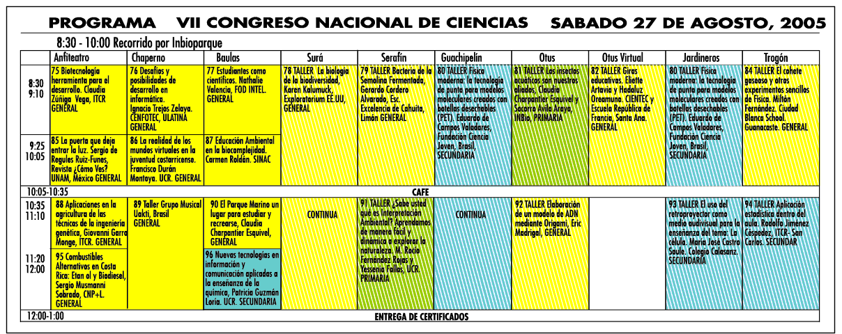 Programa Sábado 28 de agosto. Mañana